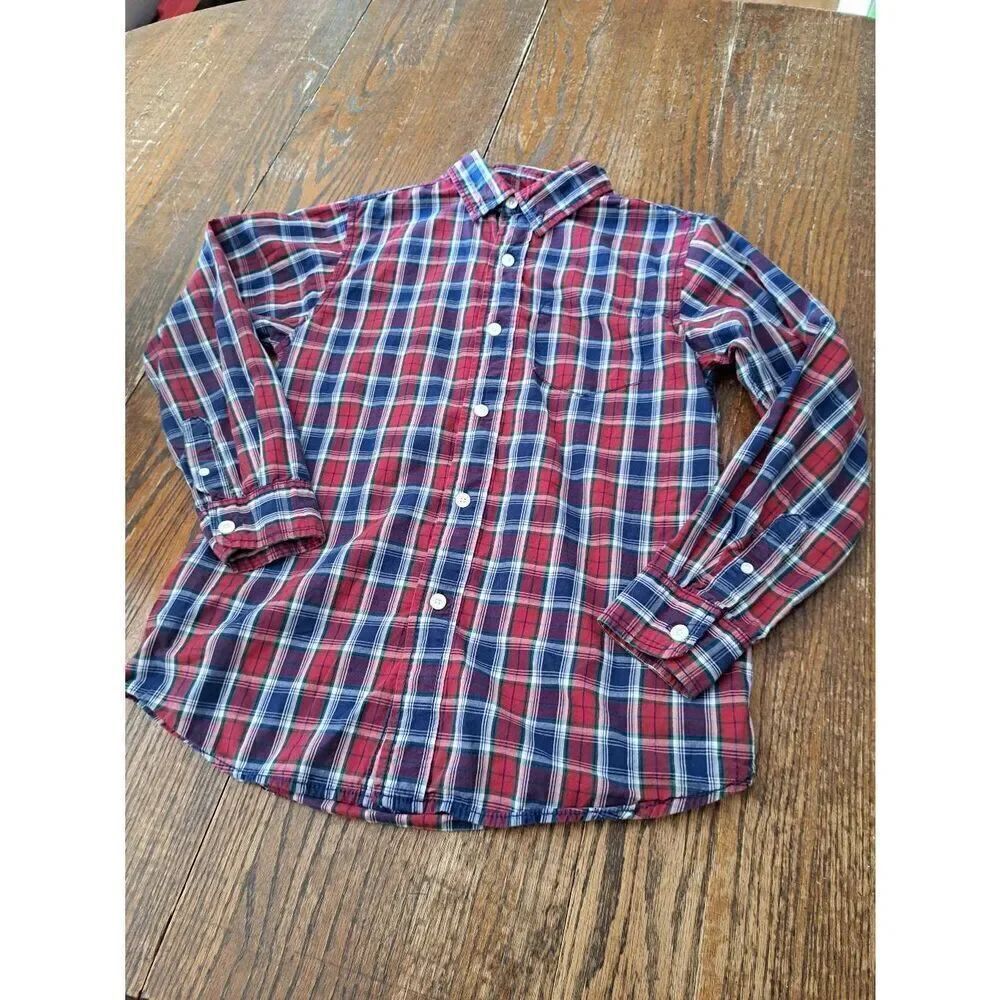 Large J Khaki Cotton Long Sleeve Button Front Casual Shirt with Collar Pocket